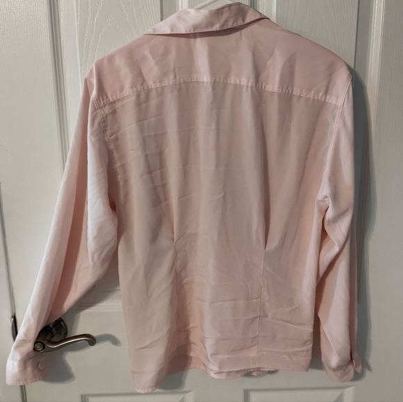 Vintage Michelle Stuart Button Up Flowy Pocket Blouse in Baby Pink‎ Size M (?) - Picture 3 of 6
